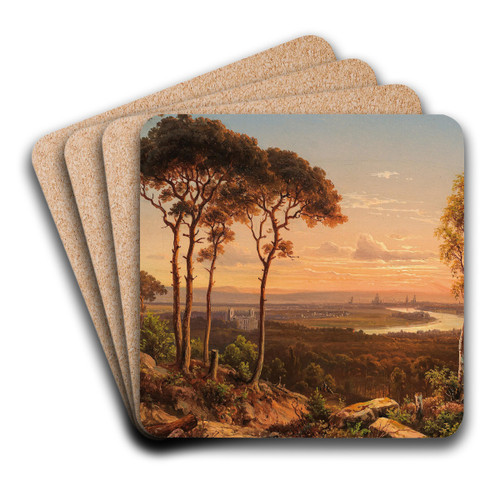 A View of Dresden at Sunset by Johann Anton Castell Art Drink Coaster set A View of Dresden at Sunset by Johann Anton Castell Art Drink Coaster set