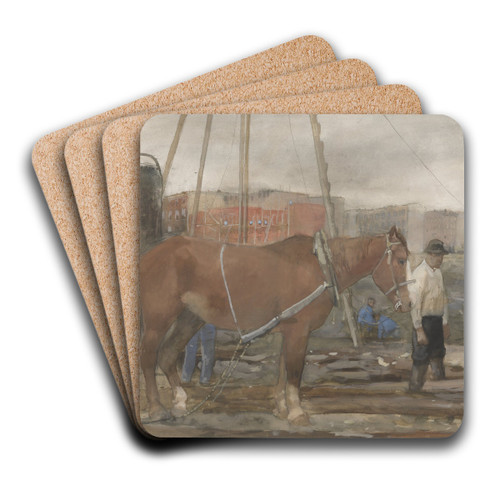Bouwterrein Oud-West te Amsterdam by George Hendrik Breitner Art Drink Coaster set Bouwterrein Oud-West te Amsterdam by George Hendrik Breitner Art Drink Coaster set