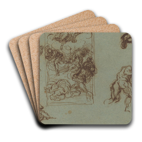 Figure Studies by Jacopo Palma il Giovane Art Drink Coaster set