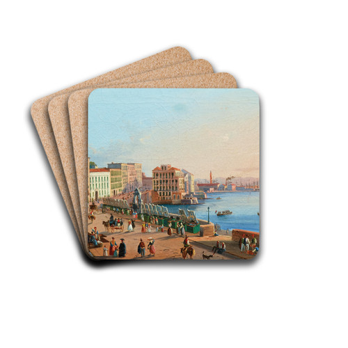 A View of Naples from Santa Lucia by Salvatore Candido Drink Coasters - set of 4
