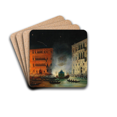 Venice  Festivities on the Grand Canal in 1838 in honour of Emperor Ferdinand by Giovanni Grubacs Drink Coasters - set of 4