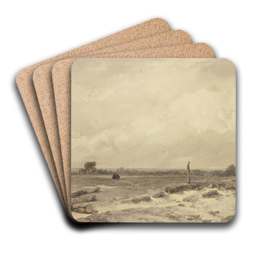 Flat landscape by Andreas Schelfhout Art Drink Coaster set Flat landscape by Andreas Schelfhout Art Drink Coaster set