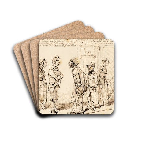 Karik., ruzie bij een caf by Pieter van Loon Drink Coasters - set of 4