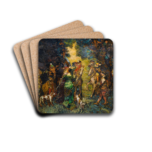 The Hunting Meeting by Adolphe Monticelli Drink Coasters - set of 4