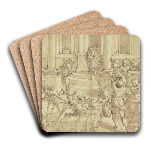 Die Marter des Heiligen Laurentius by Luca Cambiaso Art Drink Coaster set