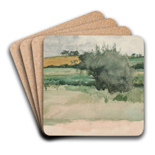 Landscape -Fields by Edwin Austin Abbey Art Drink Coaster set