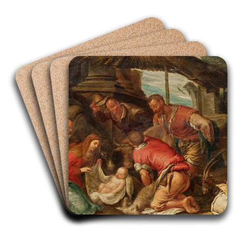 The Adoration of the Shepherds by After Jacopo Da Ponte Bassano Art Drink Coaster set