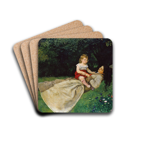In the Hammock by Hans Thoma Drink Coasters - set of 4 In the Hammock by Hans Thoma Drink Coasters - set of 4