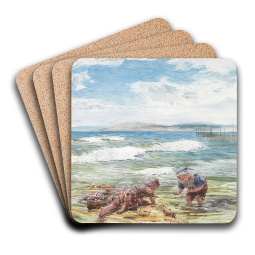 Tarbert, Well May The Boatie Row by William Mctaggart Art Drink Coaster set