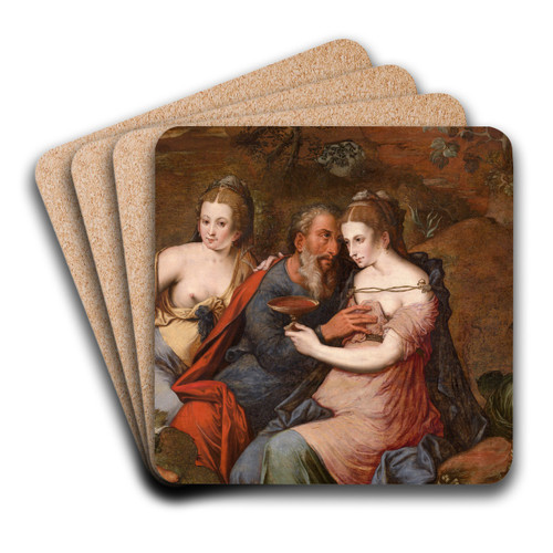 Lot and his Daughters by Meester van de Verloren Zoon Art Drink Coaster set