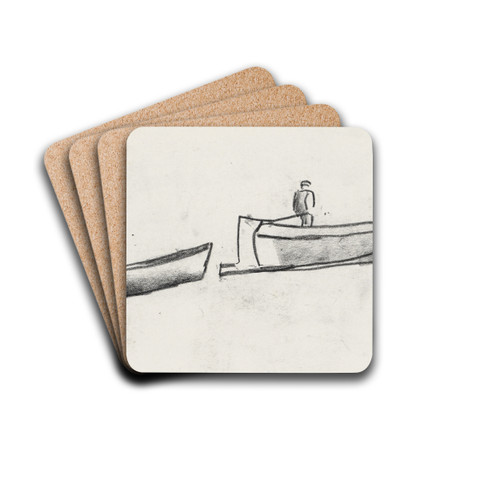Schetsblad met een schip met een man aan boord by Leo Gestel Drink Coasters - set of 4