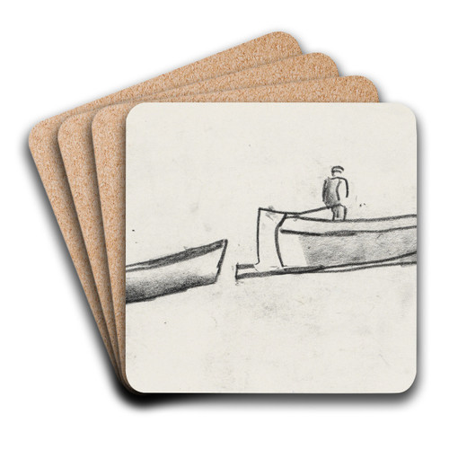 Schetsblad met een schip met een man aan boord by Leo Gestel Art Drink Coaster set