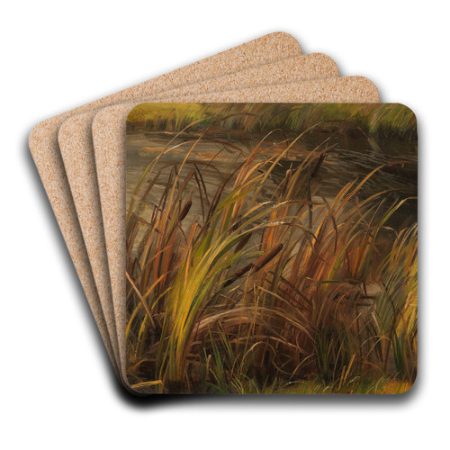 Schilf am herbstlichen Bachufer by Christian Friedrich Gille Art Drink Coaster set