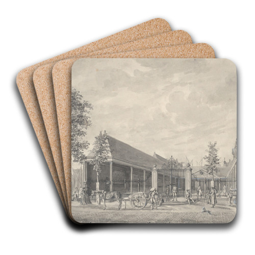 A View of the Nieuwe Korenbeurs on the Damrak, Amsterdam, the Tower of the Oude Kerk Beyond by Hermanus Petrus Schouten Art Drink Coaster set A View of the Nieuwe Korenbeurs on the Damrak, Amsterdam, the Tower of the Oude Kerk Beyond by Hermanus Petrus Schouten Art Drink Coaster set