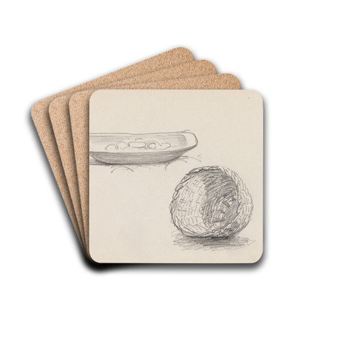 Trau og kurv by Adolph Tidemand Drink Coasters - set of 4 Trau og kurv by Adolph Tidemand Drink Coasters - set of 4