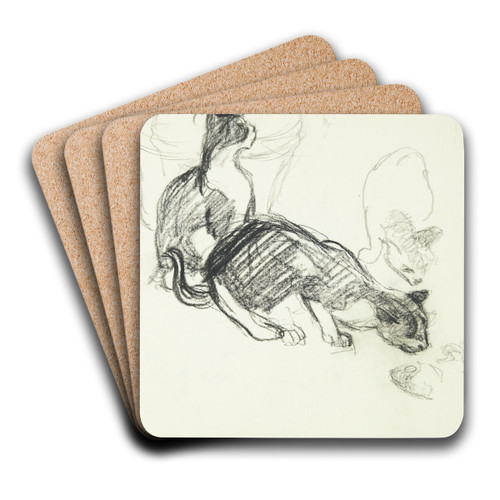 Studieblad med katte by Henrik Schouboe Art Drink Coaster set