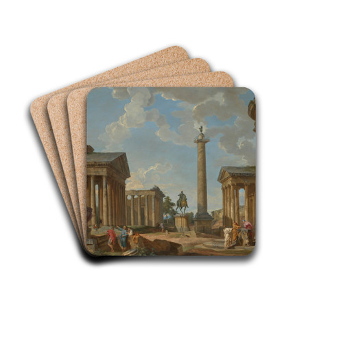 A capriccio of Roman ruins by Giovanni Paolo Panini Drink Coasters - set of 4