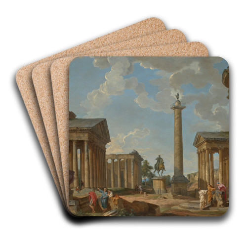 A capriccio of Roman ruins by Giovanni Paolo Panini Art Drink Coaster set