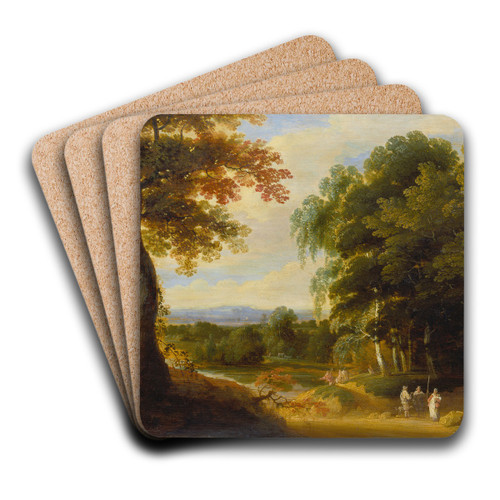 Landscape with Entrance to a Forrest by Jacques d'Arthois Art Drink Coaster set
