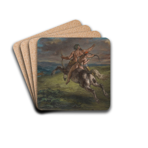 The Education of Achilles by Eugne Delacroix Drink Coasters - set of 4