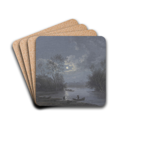 Moonlight landscape by Joseph Vernet Drink Coasters - set of 4