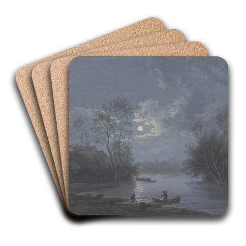 Moonlight landscape by Joseph Vernet Art Drink Coaster set