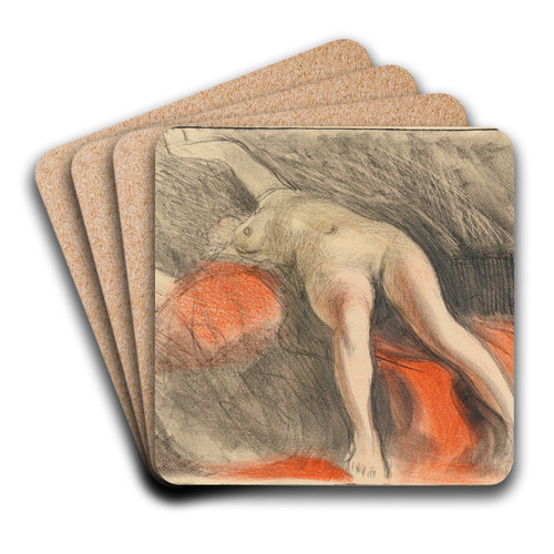 Reclining Nude by Magnus Enckell Art Drink Coaster set