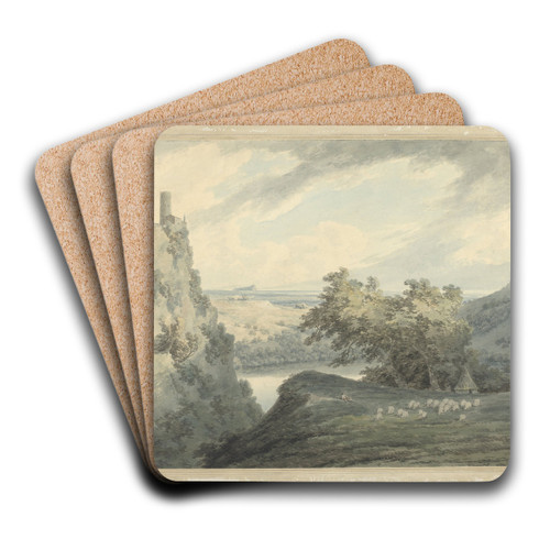 Italian Mountainous Landscape with Lake Nemi by John Robert Cozens Art Drink Coaster set