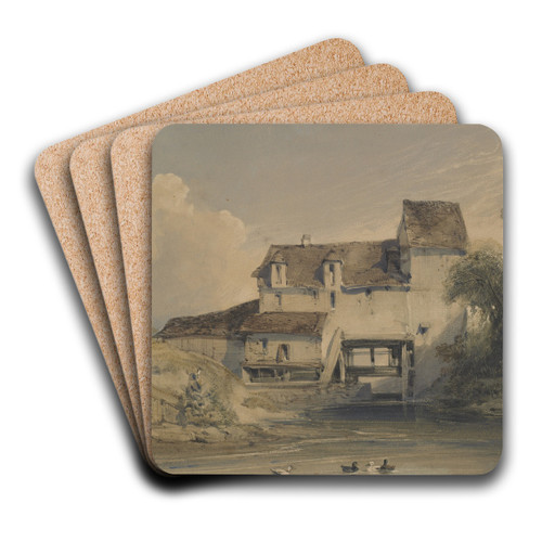 Mill at Charenton by William Callow Art Drink Coaster set Mill at Charenton by William Callow Art Drink Coaster set