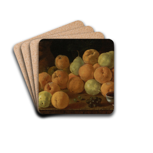 Still Life With Peaches, Pears And Grapes by Luis Melndez Drink Coasters - set of 4