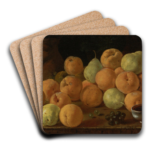 Still Life With Peaches, Pears And Grapes by Luis Melndez Art Drink Coaster set Still Life With Peaches, Pears And Grapes by Luis Melndez Art Drink Coaster set