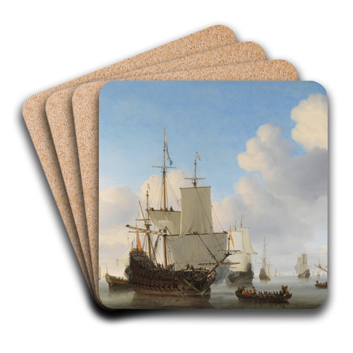 Dutch Ships in a Calm Sea by Willem van de Velde the Younger Art Drink Coaster set Dutch Ships in a Calm Sea by Willem van de Velde the Younger Art Drink Coaster set