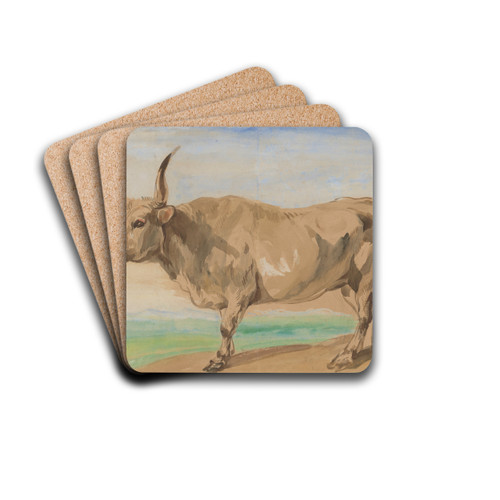 Study of Hungarian breed ox by Piotr Michaowski Drink Coasters - set of 4