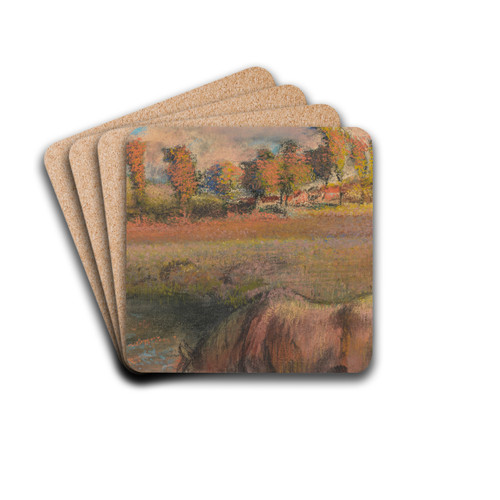 Cheval au bord de la mare by Edgar Degas Drink Coasters - set of 4 Cheval au bord de la mare by Edgar Degas Drink Coasters - set of 4