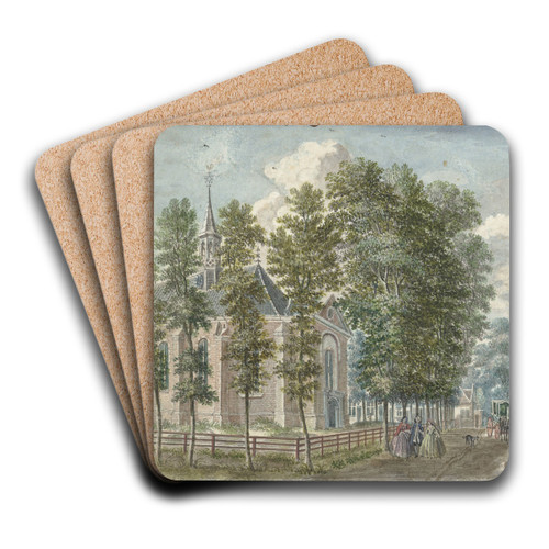 Gezicht op de kerk van Bloemendaal by Jan de Beijer Art Drink Coaster set