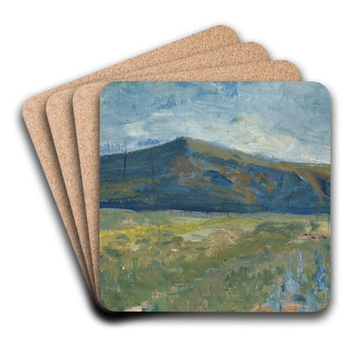 Plain with Bare Mountain by Ernst Schiess Art Drink Coaster set