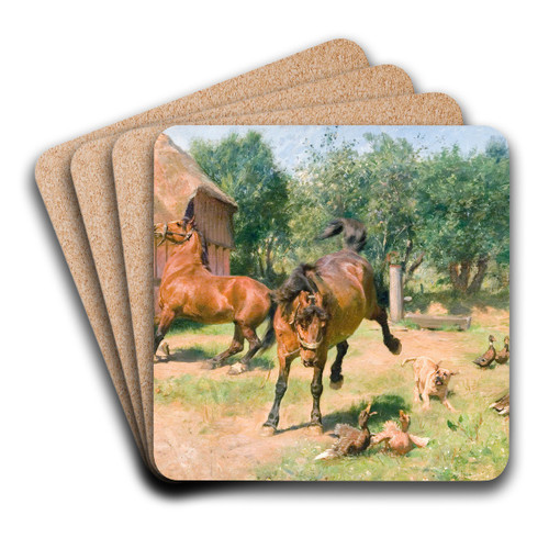 Kde heste by Hans Michael Therkildsen Art Drink Coaster set