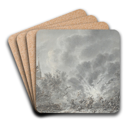An Explosion near a Village by Dirk Langendijk Art Drink Coaster set