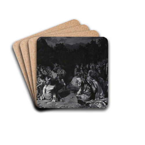 Indian Gathering by Frederic Remington Drink Coasters - set of 4
