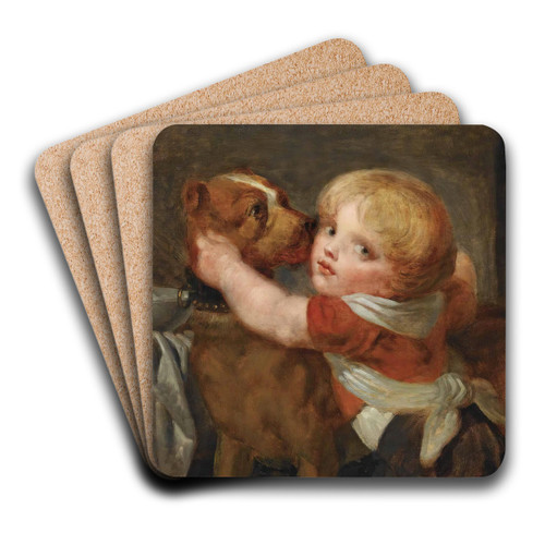 A Young Boy With a Dog by Jean-Baptiste Greuze Art Drink Coaster set