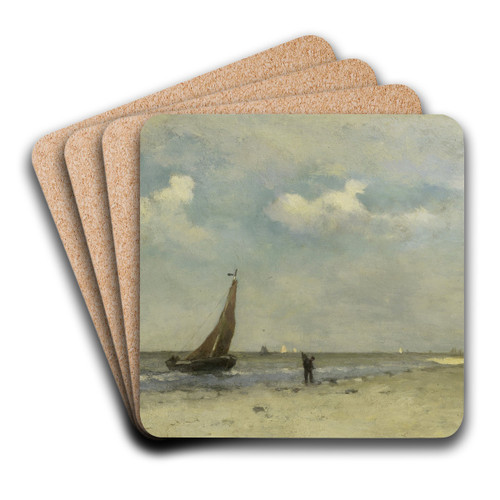 Beach Scene by Johan Hendrik Weissenbruch Art Drink Coaster set Beach Scene by Johan Hendrik Weissenbruch Art Drink Coaster set