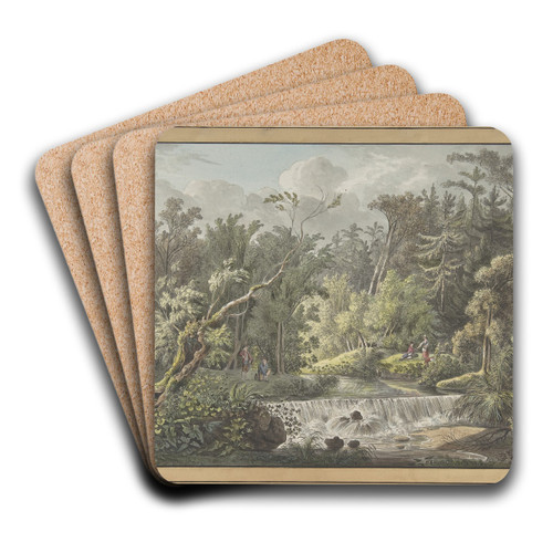 Landscape with Waterfall by Friedrich Christian Klass Art Drink Coaster set