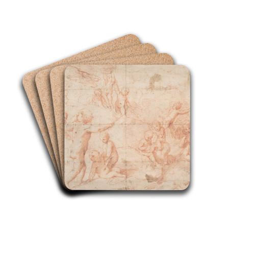 Putti and a Young Satyr at Play by Giovanni Lanfranco Drink Coasters - set of 4 Putti and a Young Satyr at Play by Giovanni Lanfranco Drink Coasters - set of 4