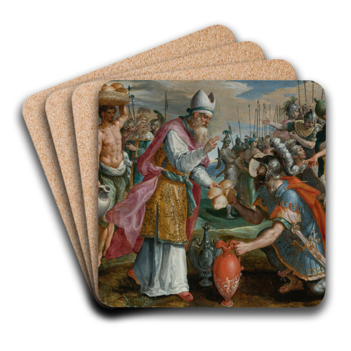 Abraham And Melchizedek by Maerten De Vos Art Drink Coaster set