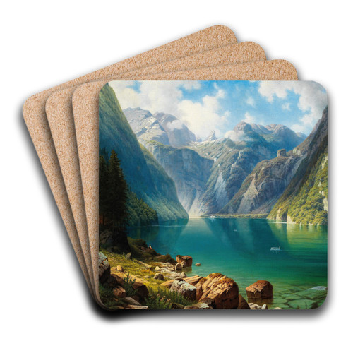 A View of Lake Knigssee by Daniel Somogyi Art Drink Coaster set