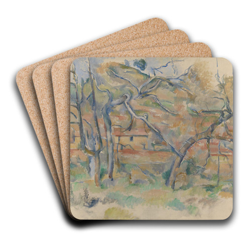 Trees and house, Provence by Paul Czanne Art Drink Coaster set
