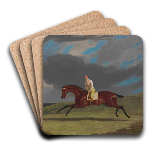 Corduroy,' a Bay Racehorse, with a Jockey up, Galloping on a Racecourse by John Frederick Herring Snr. Art Drink Coaster set Corduroy,' a Bay Racehorse, with a Jockey up, Galloping on a Racecourse by John Frederick Herring Snr. Art Drink Coaster set