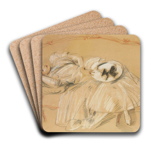 Jeune femme au divan by Paul Csar Helleu Art Drink Coaster set