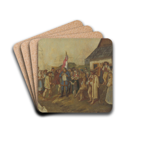of Slovak People from Spring 1848 by Peter Michal Boh Drink Coasters - set of 4 of Slovak People from Spring 1848 by Peter Michal Boh Drink Coasters - set of 4