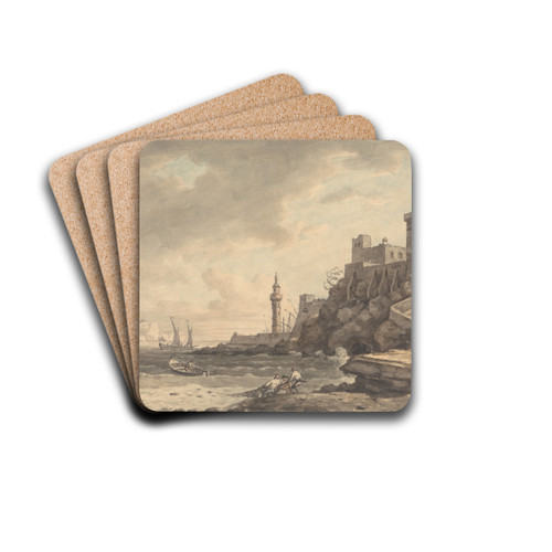 View of Leghorn by William Marlow Drink Coasters - set of 4